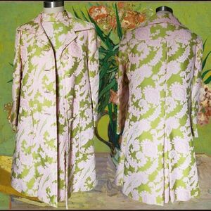 Vintage 1960's 2 piece dress coat set pink paisley 6 8 medium Pat Sandler